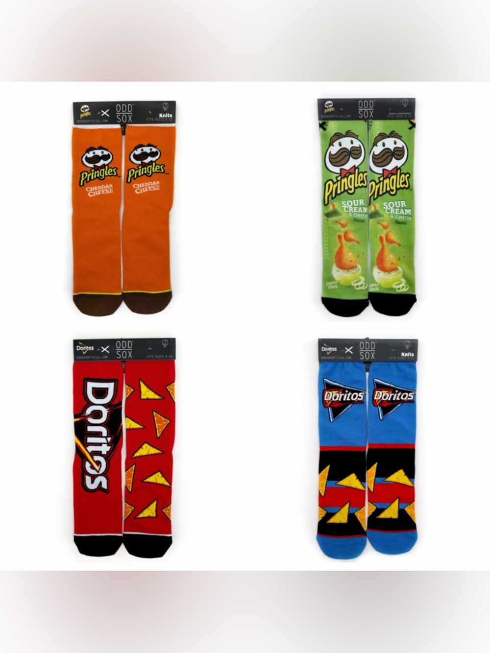 Odd Sox Bundle Crew Socks Pringles Doritos 4 Pairs Mens Womens